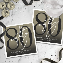 Gold 80th Birthday Party Serviette