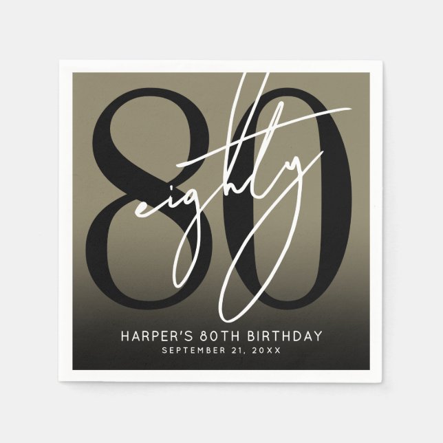 Gold 80th Birthday Party Serviette (Vorderseite)