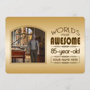 Gold 85. Geburtstagsweltbesten Custom Foto Frame Einladung