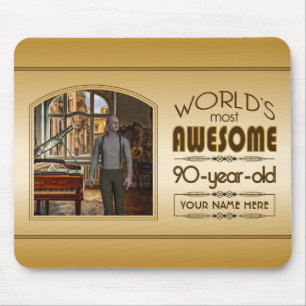 Gold 90. Geburtstagswelt bester Custom Foto Frame Mousepad