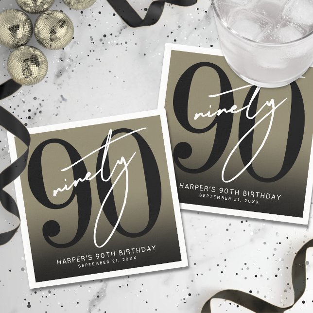Gold 90th Birthday Party Serviette (Gold 90th Birthday Party Napkins)