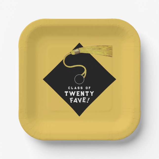 Gold Abschluss 2025 Party Pappteller (Vorderseite)