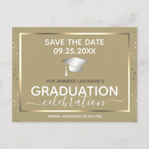 Gold Abschluss Save the Date Einladung Postkarte