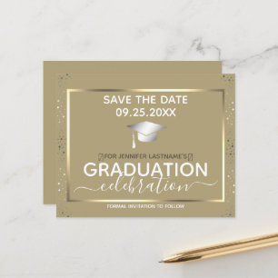 Gold Abschluss Save the Date Einladungshaushalt