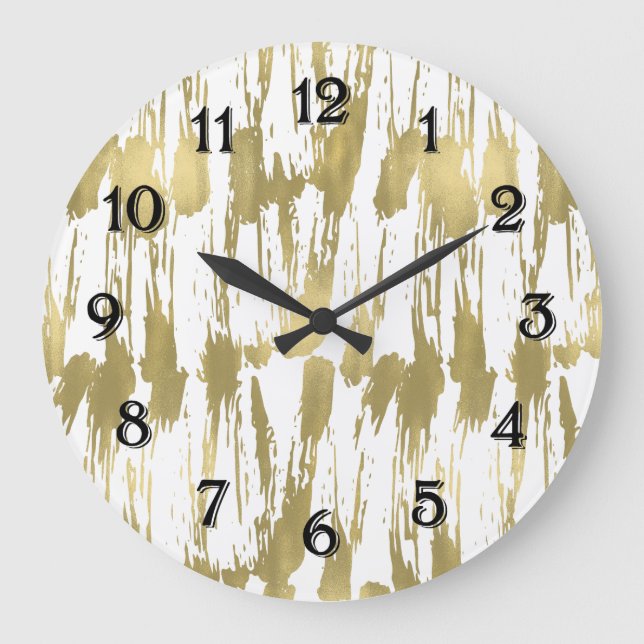 Gold Abstrakt Große Wanduhr (Vorderseite)