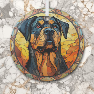 Gold Abstrakt Rottweiler Hund erhalten Ornament Aus Glas
