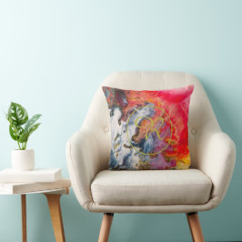 Gold Abstrakte Art Red, Violett Gelb Kissen