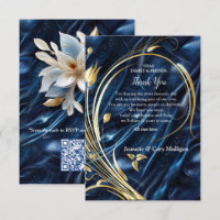Gold abstrakte Blume auf Simmery Blue Silk