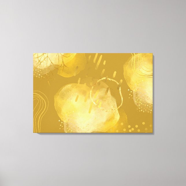 Gold Abstrakte Elegante Wrapped Canva Art Leinwanddruck (Vorderseite)