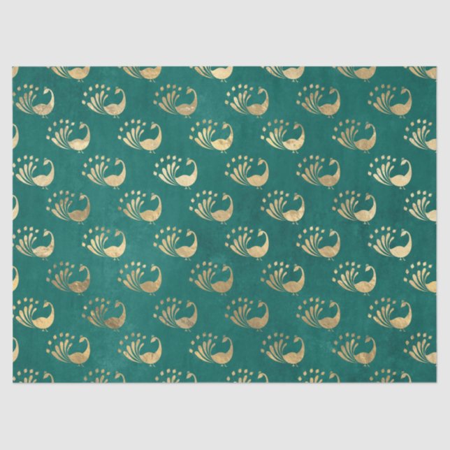 Gold Abstrakte Friedenssicherungen im Grünen Dekou Seidenpapier (Vorderseite)
