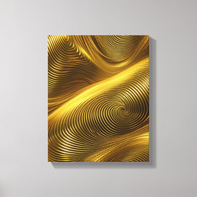 Gold Abstrakte Metallische Swirl Kunst, Dichtung u Leinwanddruck (Vorderseite)