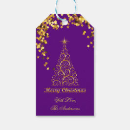 Gold Abstrakte Weihnachtsbaum-Geschenkmarke Geschenkanhänger