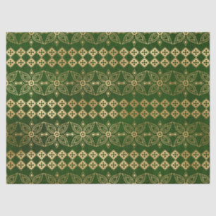 Gold Abstrakte wiederholte Blume auf Green Decoupa Seidenpapier