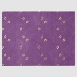 Gold Abstraktes Auge der Pfauenfedern auf Lila Seidenpapier