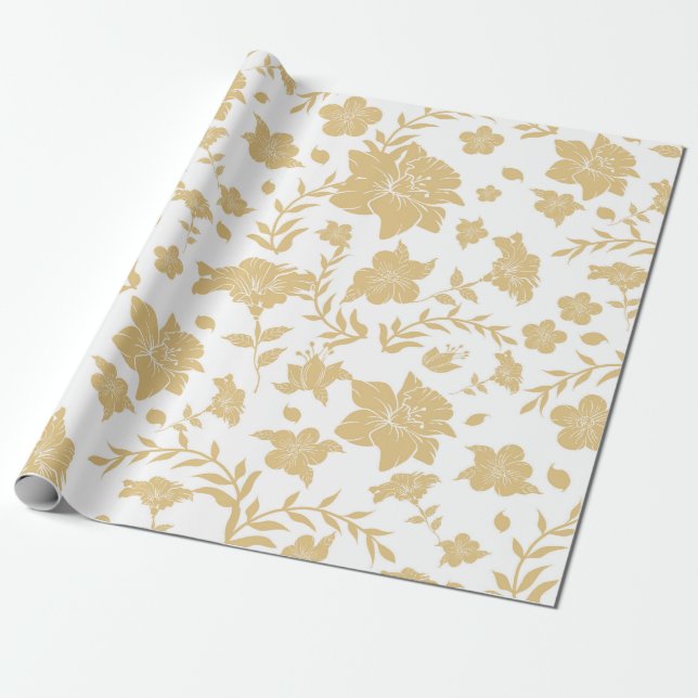 Gold Accent White Background Wrapping Paper Geschenkpapier (Ungerollt)