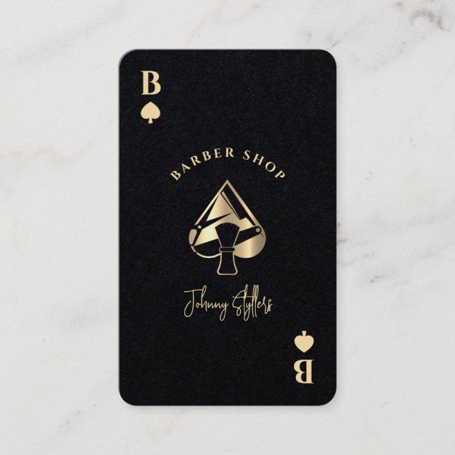 Gold ace of spades barber shop visitenkarte (Vorderseite)