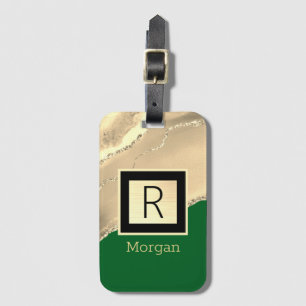 Gold Achat, schwarze Schachtel, Name/Monogramm, Gr Gepäckanhänger
