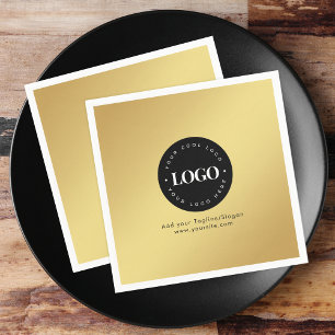 Gold Add Custom Business Company Logo & Text Party Serviette
