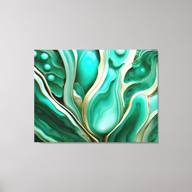 Gold Adern: Digitale Hommage an grüne Mineralien Leinwanddruck (Vorderseite)