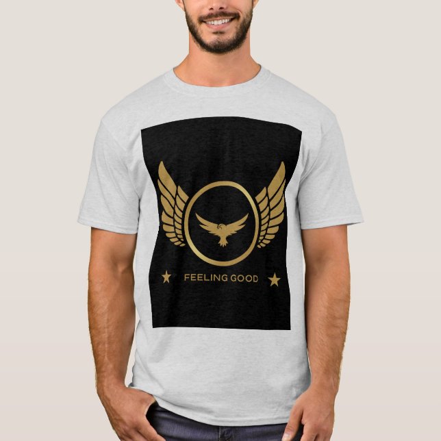 Gold Adler mit Wings Image Gefühl Guter Text Ash T-Shirt (Vorderseite)