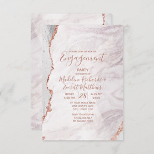 Gold Agate Marble Engagement Party für White & Ros Einladung