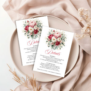 Gold Akzent Florale Elegante Hochzeitsdetails Begleitkarte