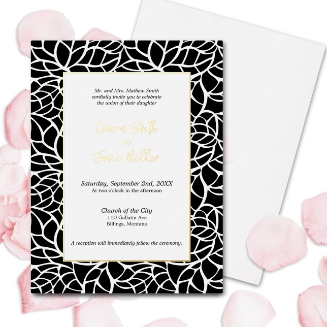 Gold Akzente Botanische Einladungskarte für Hochze Folie Einladungspostkarte (Gold Accents Botanical Wedding Invitation Card)