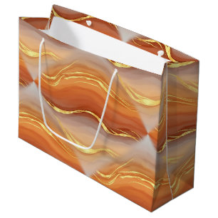 Gold akzentuierte Fluid Art - Siena-Marmor (9) Große Geschenktüte