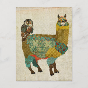 Gold Alpaca & Aquamarine Schüssel Postkarte