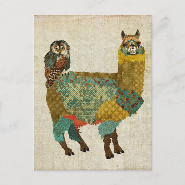 Gold Alpaca & Aquamarine Schüssel Postkarte (Vorderseite)