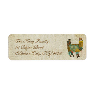 Gold Alpaca und Aquamarines Owl Address Label