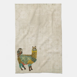 Gold Alpaka & Teal Eule Handtuch