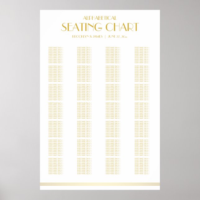Gold Alphabetische Hochzeitskarte 24x36 Poster (Vorne)