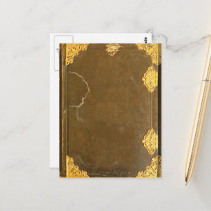 Gold & Altes Buchcover Postkarte