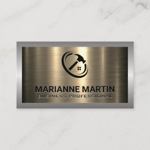 Gold-Aluminium-Bürste Zuhause Hammer-Logo Visitenkarte