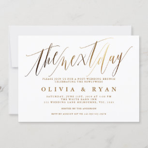 Gold am Morgen nach der Hochzeit Brunch Einladung