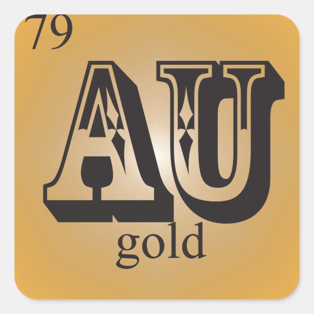 Gold am Periodic Table Quadratischer Aufkleber (Vorderseite)