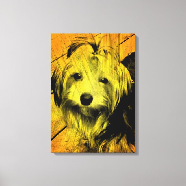 Gold Amber Grunge Yorkshire Terrier Wall Art Leinwanddruck (Vorderseite)