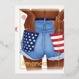 Gold American Birthday Party Folieneinladung