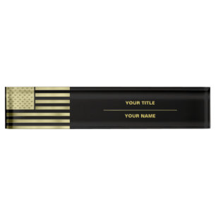 Gold American Flag Namensplakette