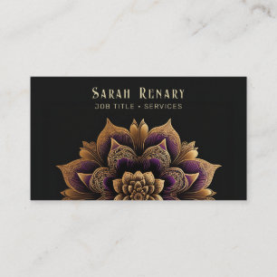 Gold & Amethyst Lotus Blume Black Visitenkarte