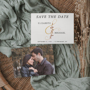 Gold Ampersand einfaches Foto für Hochzeiten im He Save The Date