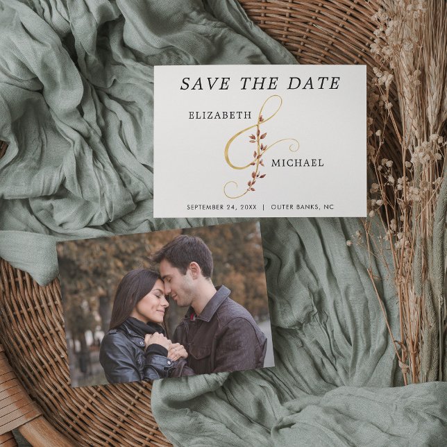 Gold Ampersand einfaches Foto für Hochzeiten im He Save The Date (Von Creator hochgeladen)