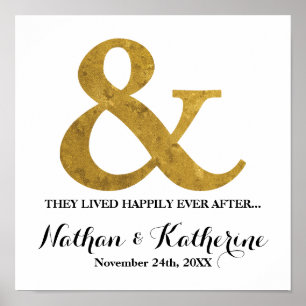 Gold Ampersand glücklich immer nach Hochzeitstag Poster