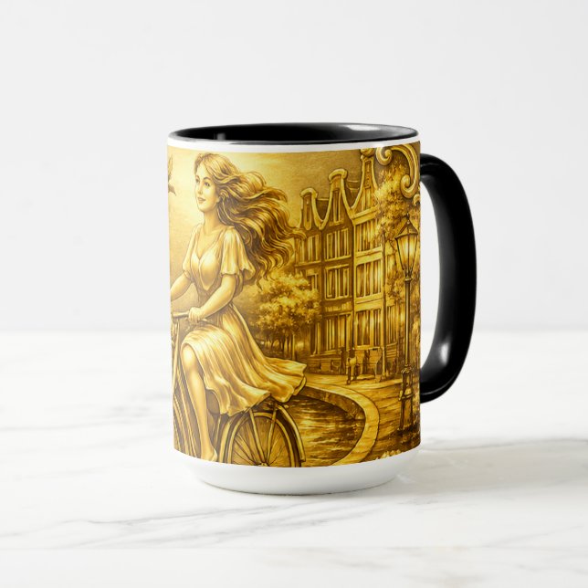 Gold Amsterdam Arched Bridges Charm Tasse (VorderseiteRechts)