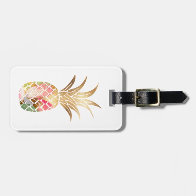 Gold-Ananas-Gepäckmarke Gepäckanhänger (Vorderseite horizontal)
