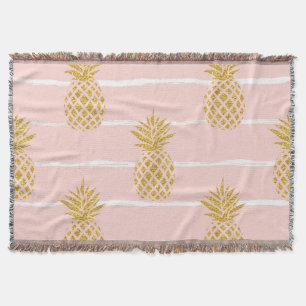 Gold Ananas, gestreift Sommer Hintergrund. Decke