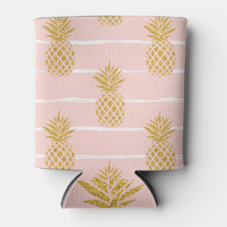 Gold Ananas, gestreift Sommer Hintergrund. Dosenkühler