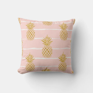 Gold Ananas, gestreift Sommer Hintergrund. Kissen