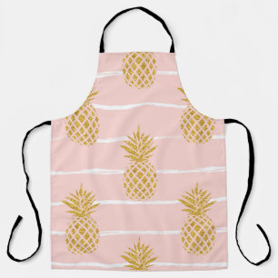 Gold Ananas, gestreift Sommer Hintergrund. Schürze